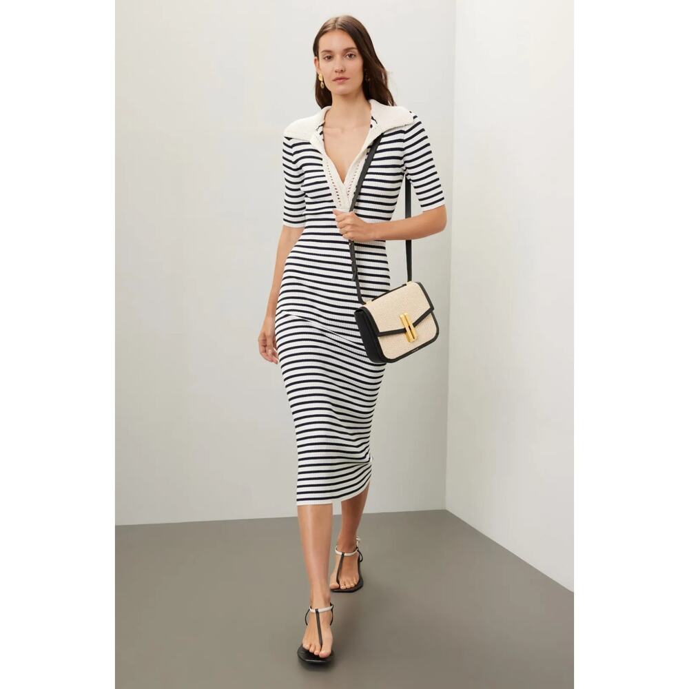 A.L.C Black White Darcy Striped Ribbed Knit Sweater Dress Size XS